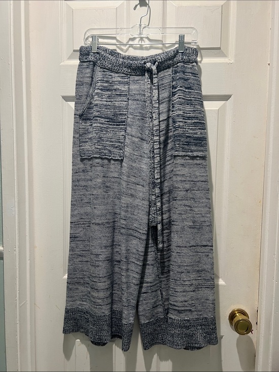 Free People Pants - Free People Blue with White Flare Knit Pants